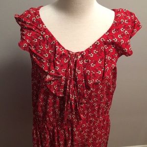 Plus size Red print ruffled summer dress ! 2x